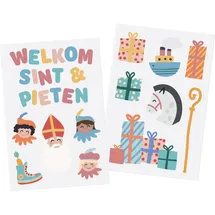 Folat 65715 Sankt Nikolaus Kinder Dekoration - Fensteraufkleber Welkom Sint & Pieten -Sint en Pieten - 13 Stück