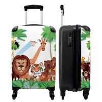 NoBoringSuitcases.com® Kinder Reisekoffer Koffer fürs Handgepäck Trolli Geschenke - Tiger - Dschungel - Design - Löwe - 55x35x20cm