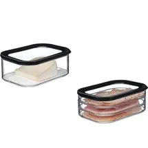 Mepal – Meat and Cheese Nordic Black – Modula Vorratsdosen mit Deckel – luftdicht & spülmaschinenfest