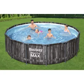 BESTWAY Steel Pro Max Frame Pool Set 427 x 107 cm holzoptik inkl. Filterpumpe