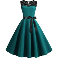 Damen elegant 50er Jahre Petticoat Kleider Gepunkte Rockabilly Kleider Cocktailkleider Mode Frauen V-Ausschnitt Dot Print Schärpen Holiday Vintage A-Line Pendelkleid - XL