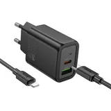 HOCO Ladegerät N61 20W USB-C/A + Kabel Typ C auf C Schwarz | Gr.: onesize