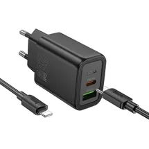 HOCO Ladegerät N61 20W USB-C/A + Kabel Typ C auf C Schwarz | Gr.: onesize