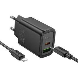 HOCO Ladegerät N61 20W USB-C/A + Kabel Typ C auf C Schwarz | Gr.: onesize