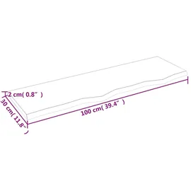 vidaXL Waschtischplatte Hellbraun 100x30x2 cm Massivholz Behandelt