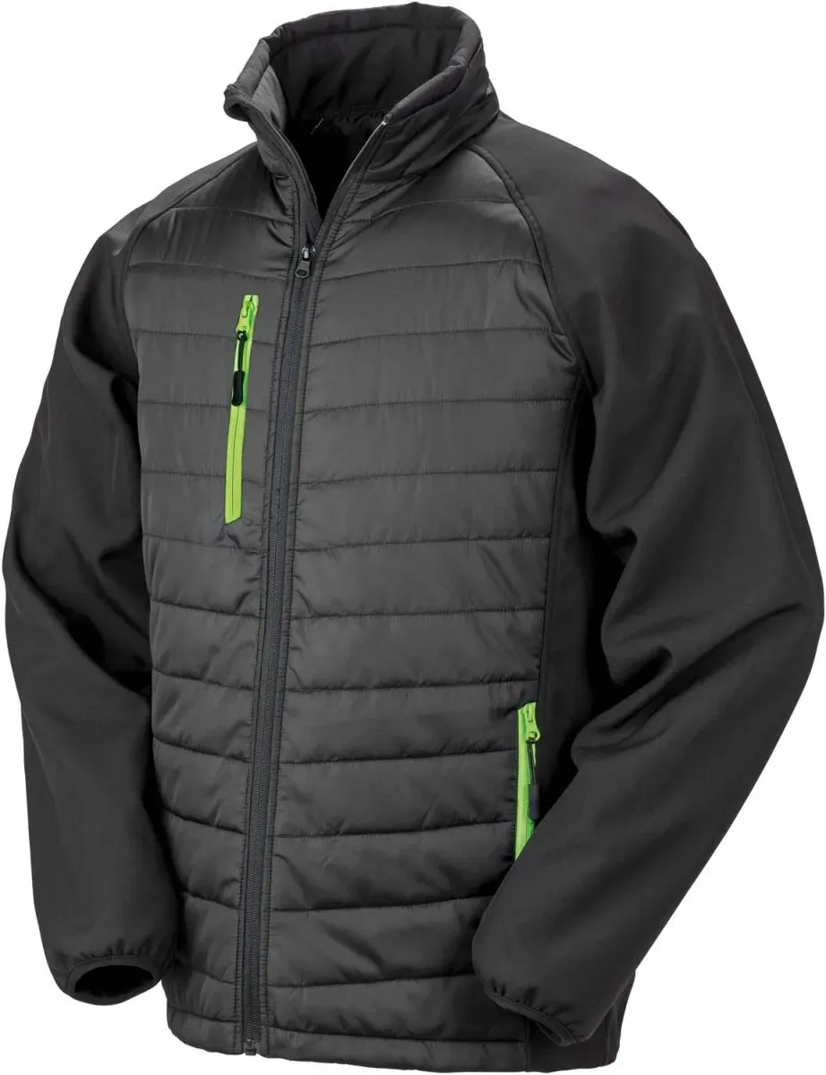 Result Genuine Recycled Herren Hybrid Jacke 'Black Compass' Softshell-Jacke R237X black/lime 3XL