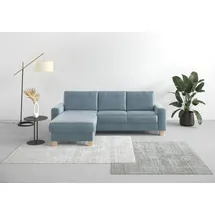 Home Affaire Ecksofa HOME AFFAIRE "Summer L-Form", blau (blau, grau), B:249cm H:91cm T:164cm, 100% Polyester, Sofas, Ecksofa, mit Recamiere, mit oder ohne Bettfunktion und Bettkasten, Cord-Bezug