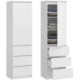 home collective Kleiderschrank, Garderobenschrank, Mehrzweckschrank mit 3 Einlegeböden & 3 Schubladen | funktionaler Schrank für Schlafzimmer, Flur | Weiß