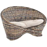 Krines Home Sessel Lotus Stuhl Meditationssessel Rattan Yoga Sitz Meditation Rattansessel, mit Kissen blau