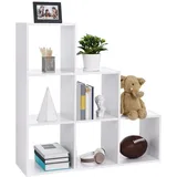 VASAGLE Treppenregal, Bücherregal, Stufenregal, Standregal, mit 6 Würfeln, Leiterregal, als Raumteiler, Würfelregal, freistehend, für Büro, Wohnzimmer, Schlafzimmer, weiß LBC63WT