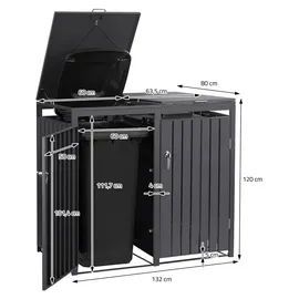 ML-Design Mülltonnenbox 2er 132 x 80 x 116,3 cm anthrazit