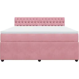 vidaXL Boxspringbett mit Matratze Rosa 180x200 cm Samt - Rosa