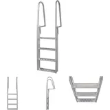 Hommoo - The Living Store Steg-/Poolleiter 4-stufig Aluminium 167 cm - Pool-Lleiter, -treppen & -rampen - Silber