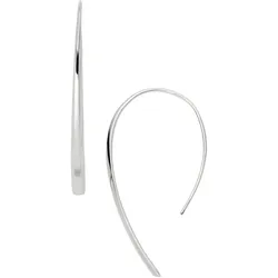 Paar Ohrhaken FOSSIL "Bevel Hoop, Fashion, JF01702040", silber (silberfarben), Ohrringe, Damen, Edelstahl