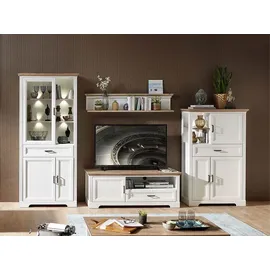Die Möbelfundgrube Wohnwand Pinie weiß - Artisan Eiche 354 cm - JASMIN