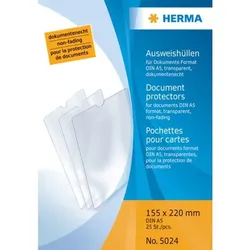 HERMA Ausweishülle 155 x 220 mm transparent für Dokumente im Format A5, Packung à 25 Stück