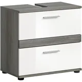 xonox.home Waschbeckenunterschrank Blake 60 x 57 x 34 cm Grau/Weiß Hochglanz