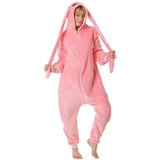 Corimori Partyanzug Erwachsenen Onesie Kostüm in den Größen 150-190cm, Jumpsuit, Pyjama, Fasching, Kigurumi, Tierkostüme, Hase "Bonnie" rosa L (Körpergröße 170-180 cm)