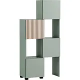 welltime Schieberegal Alexa, Breite variabel von 40 bis 70 cm, Türfront mit Akustikprint, grifflose Öffnung grün