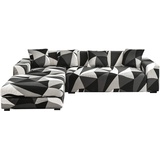 jianyana Sofabezug Ecksofa L Form Stretch Sofa Überwürfe Waschbar Sofabezug L Form Couchbezug 3 Sitzer+3 Sitzer + 2 Pcs Kissenbezüge