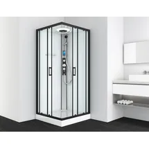SANOTECHNIK Miami Komplettdusche mit Schiebetür 90 x 215 cm schwarz Sicherheitsglas