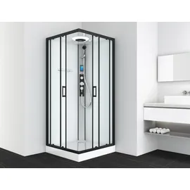SANOTECHNIK Miami Komplettdusche mit Schiebetür 90 x 215 cm schwarz Sicherheitsglas