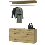 inn.furn Garderoben-Set in Artisan Eiche 121 cm - Naturbelassen