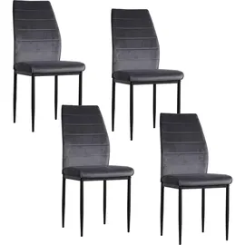 Hti-Living Esszimmerstuhl Madison Samt Grau 4er-Set