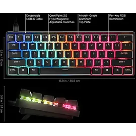 SteelSeries Apex Pro Mini Gen3, Gaming-Tastatur, Mechanisch, Sonstiges, Kabelgebunden, Schwarz