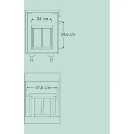 Relaxdays Einbaumülleimer 2-fach 20 l Grau