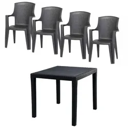 PROGARDEN Gartenmöbelset »Eden«, 5er-Set, Kunststoff - grau