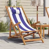 Teenpull – Strandstuhl Klappbar Blau Weiß Massivholz Eukalyptus Und Stoff