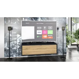 Vladon Lana Lowboard 100x29x37 cm Schwarz matt/Eiche Natur MDF/Spanplatte