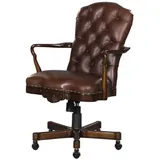 Casa Padrino Luxus Echtleder Bürostuhl / Drehstuhl Braun 63 x 68 x H. 102 cm - Luxus Büromöbel
