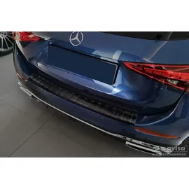 Avisa Schwarz Edelstahl Heckstoßstangenschutz kompatibel mit Mercedes C-Klasse AMG 2021- 'Ribs'