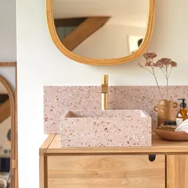 Tikamoon Waschbecken Made aus Premium-Terrazzo Pink