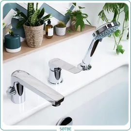 sotbe 3-Loch Badewannenarmatur mit Brausegriff Chrom