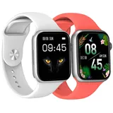 dcu advance tecnologic Colorful 2 BT 44,5 mm Kunststoffgehäuse silber Silikonarmband rot/weiß One Size