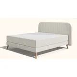 Emma Original Elite Boxspringbett – Mint - 200x200 cm - Kopfteil Streifen - Metallfüße