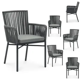 Idimex Gartenstuhl Afuera 56 x 85 x 59 cm schwarz/grau 6 St.