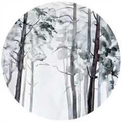 K&L Wall Art Vliestapete »Runde Vliestapete«, Aquarell Wald kunstvolle, mehrfarbig, matt - bunt