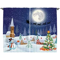 ABAKUHAUS Weihnachten Rustikaler Gardine, Winterlandschaft, Schlafzimmer Kräuselband Vorhang mit