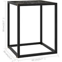 vidaXL Couchtisch Schwarz mit Schwarzem Glas in Marmor-Optik 40x40x50