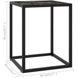 vidaXL Couchtisch Schwarz mit Schwarzem Glas in Marmor-Optik 40x40x50