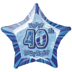 40. Geburtstag Folienballon Stern blau