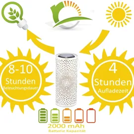 Marrakesch Orient & Mediterran Interior Marrakesch 2er Set Solarlaternen Solarlampen für außen mit Henkel aus Metall 30cm Groß | Boho Deko Outdoor Solar LED Laterne Wetterfest Swann Weiss IP65 Wasserdicht als Gartendeko im Garten