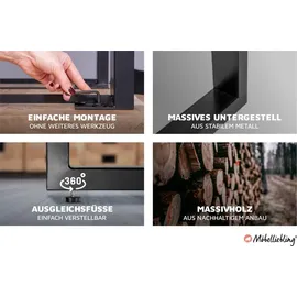 Sam Esszimmertisch Schweizer Kante massiv & geölt Eiche 160x85 silber U-Gestell Lotte