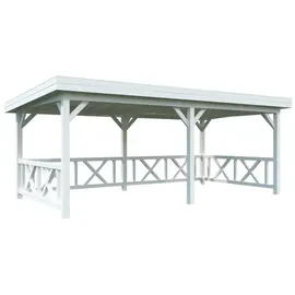 Palmako Pavillon Lenna 5,88 x 3,00 m weiß lackiert inkl. Seitenwand und Regenrinne