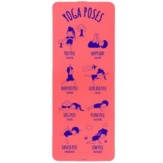 LK Trend & Style Yogamatte Myga Gymnastikmatte Turnmatte Spielmatte für Kinder (oder für Fitness, Turnen, Pilates, 3mm starke Turnmatte), Aufdruck mit 8 veschiedenen Posen rot