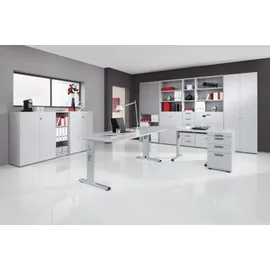 Hammerbacher Schreibtisch VOS12/E eiche nachbildung/silber